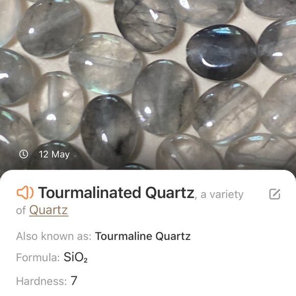 Genuine Grey Tourmalinated Quartz Short Necklace, Gemstone Adjustable Necklace - Picture 11 of 12